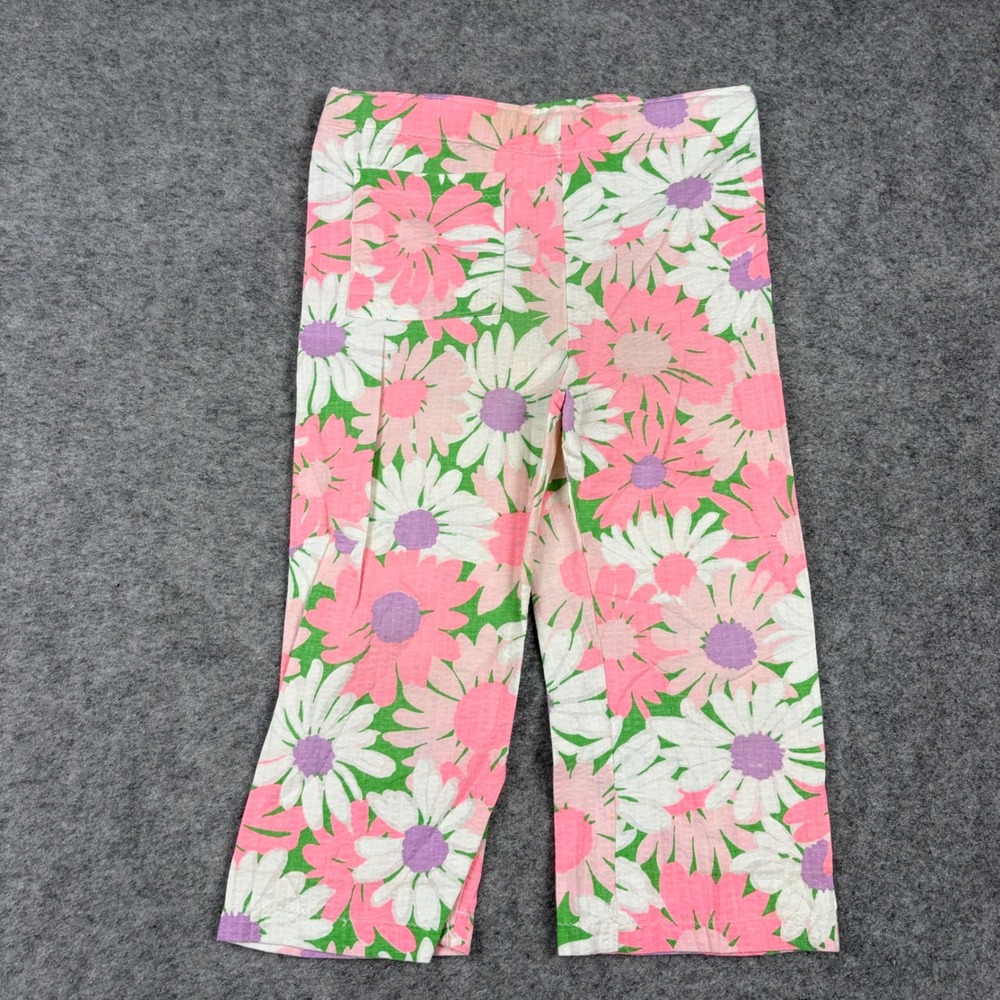 Unbranded Floral Daisy Pants Women Small Pink White Green‎ Retro Boho Cropped - Picture 8 of 11
